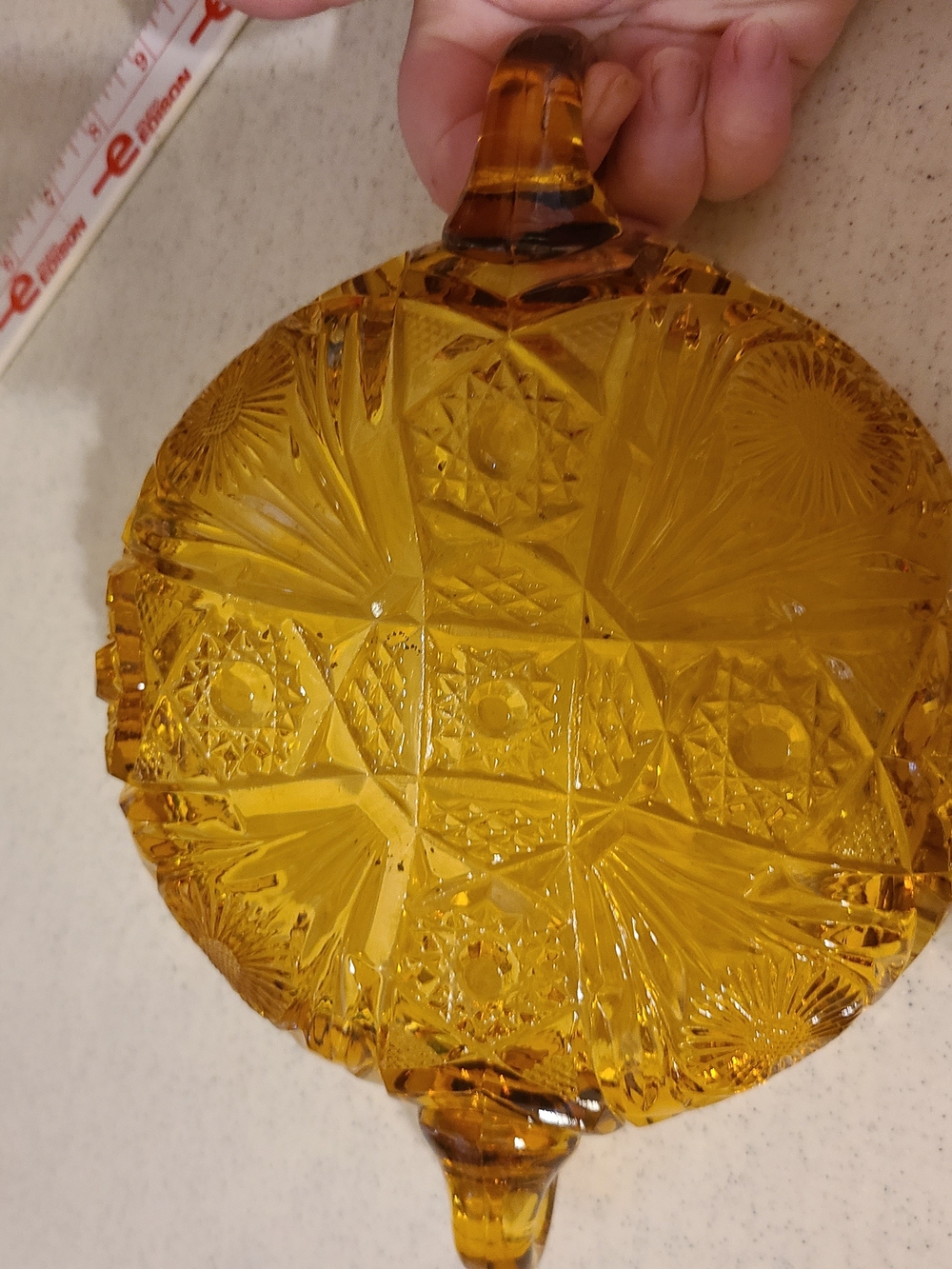 Amber Pressed Glass Serving Dish - Picture 9 of 12
